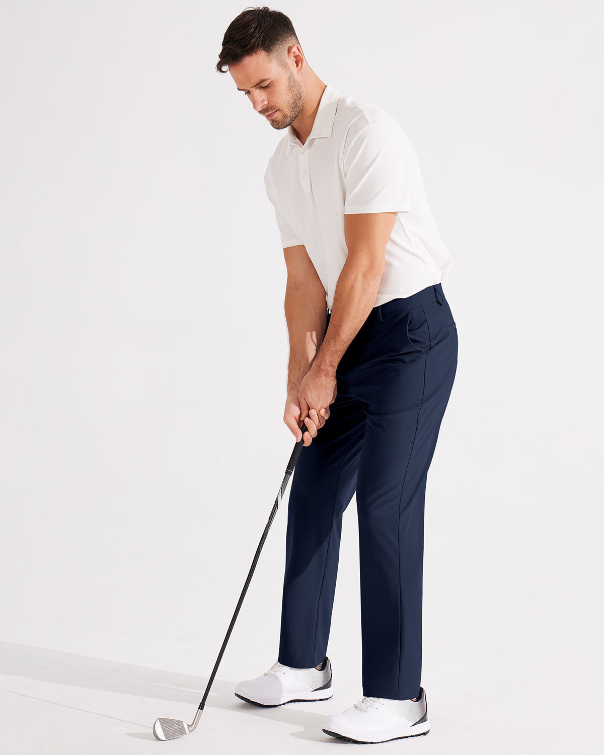 Men's Classic Fit Golf Pants – Flat-Front Stretch Casual Work & Dress Pants  with Pockets – LIBIN